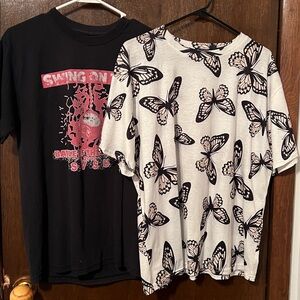 Butterfly Print T-Shirt and Graphic Tee Set